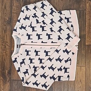 Tea Collection Girls Large 12-14 Pink Reindeer Zip Front Cardigan Sweater